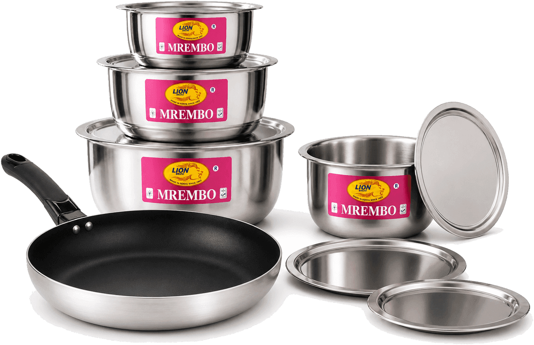 Combo: Set of 4 Mrembo Sufuria with Lids (1.5L-3.5L) + Non-Stick Pan 24cm