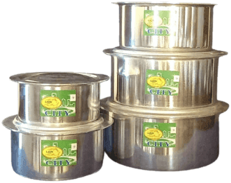 Set of 5 Shiny Polish City Sufuria Set with Lids