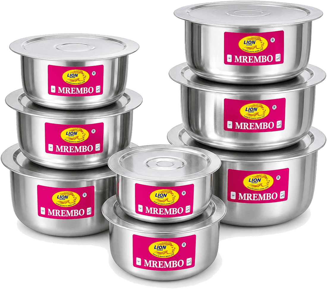 Set of 8 Mrembo Sufuria Polished with Lid (1.8L – 7.4L)