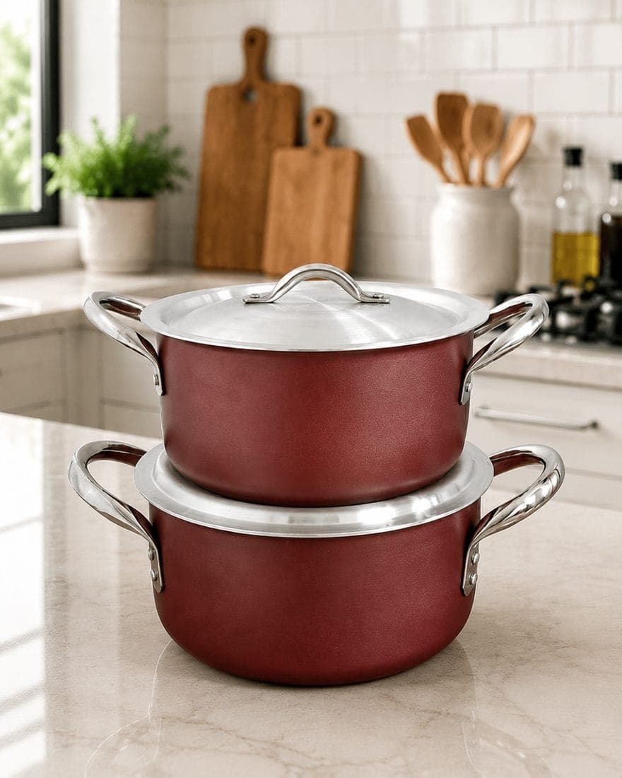 Non-Stick Casserole with SS Handle Set of 2 Sizes 22cm-4L & 24cm-5L